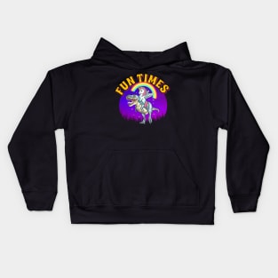 Unicorn Riding T-Rex Kids Hoodie